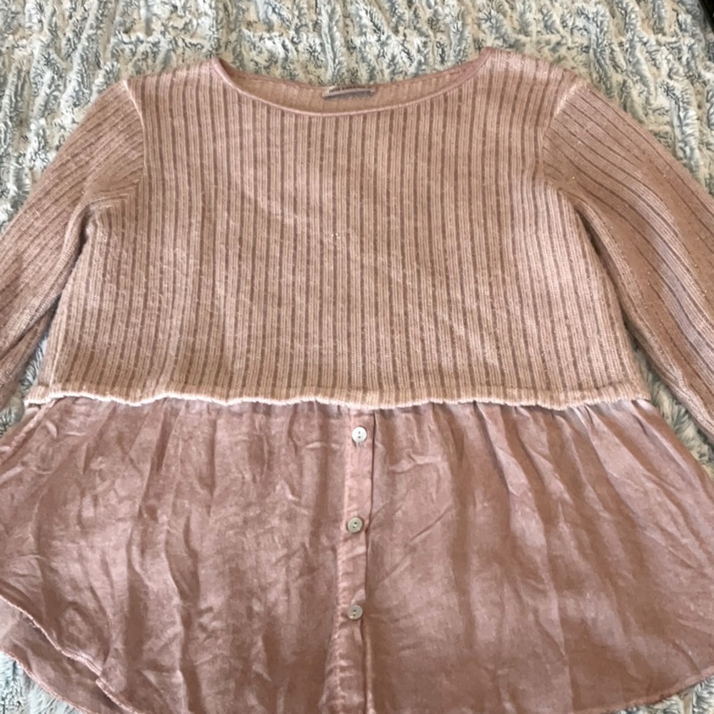 Two type fabric sweater